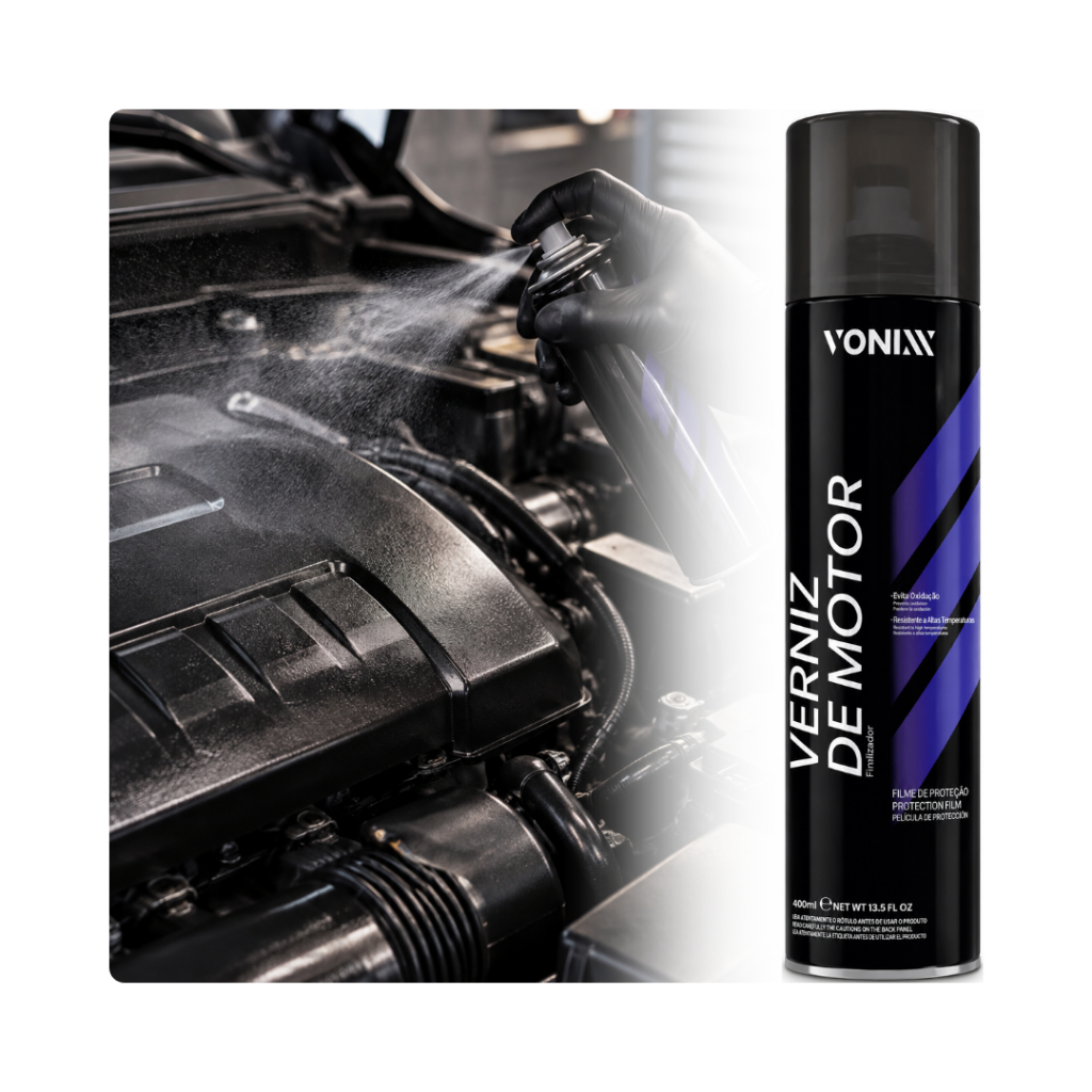 Verniz Motor 400ml Vonixx Aerosol Spray Protege Brilho metal plástico borracha proteção limpeza