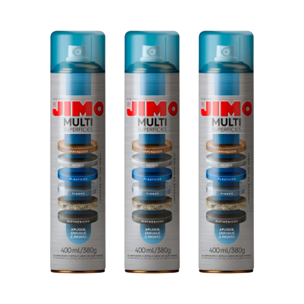 Kit com 3 Jimo Multi Superfícies 400ml Vidro Metal Plástico Eletrônicos