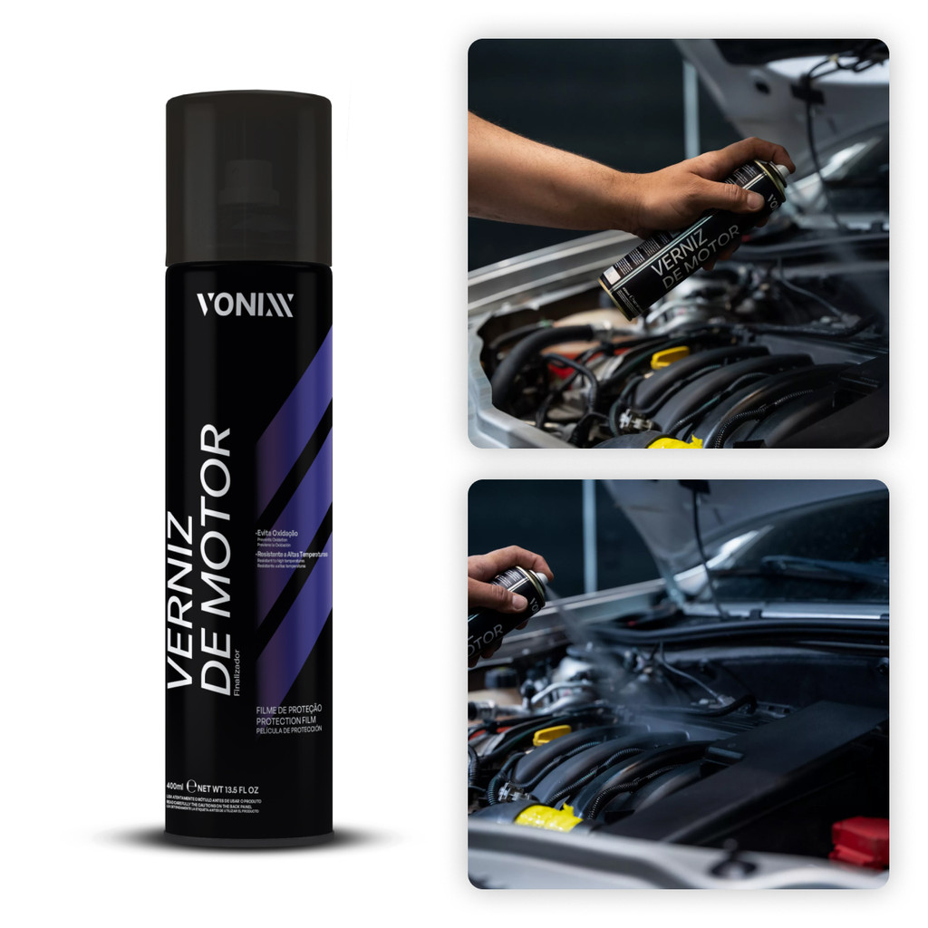 Verniz De Motor Finalizador Automotivo Aerosol Spray Renova Proteção Brilho Intenso Vonixx 400ml