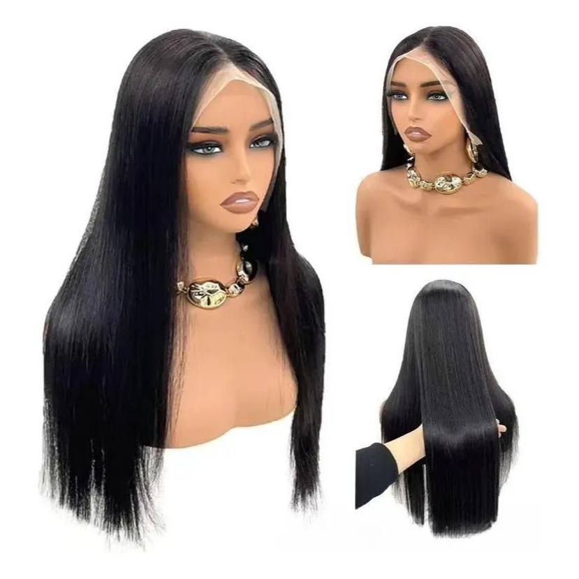 Peruca Renda Frontal 13x4 Cabelo Humano Liso,Renda Transparente,Separar Cabelo Em Qualquer Lugar, Faz Lisos E Cacheados