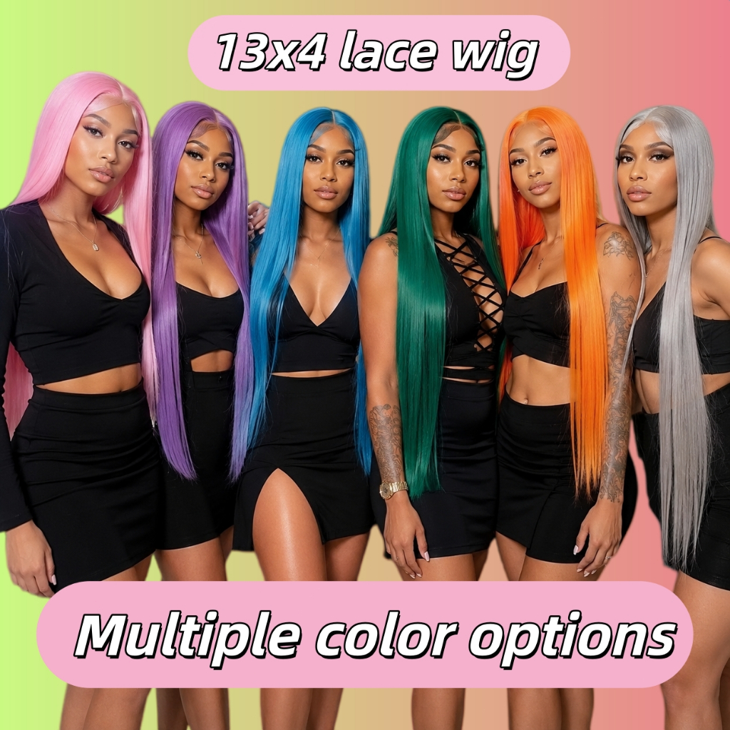 Peruca Frontal De Renda Colorida Para Mulheres 180 % Densidade 13 * 4 HD Cabelo Sintético Resistente Ao Calor , Aparênci