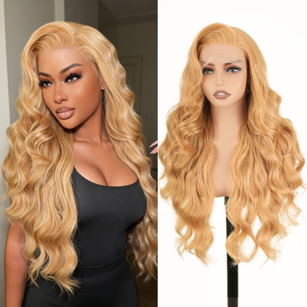 Peruca Frontal De Renda Para Mulheres 180 % Densidade 28 Polegadas 13 * 4 HD Cabelo Sintético Resistente Ao Calor , Apar