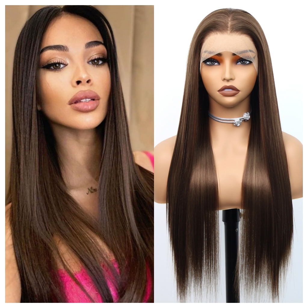 Peruca Frontal De Renda Longa , De Cabelo Sintético De 28 Polegadas , HD De 13s4 , Fibra Resistente Ao Calor , Linha Fin