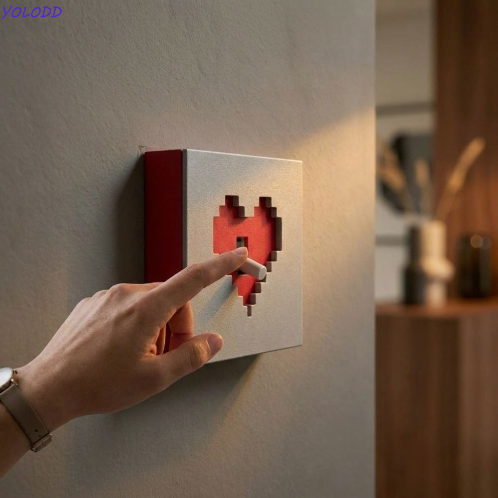 YOLODD Pixel Coração Interruptor De Luz Capa , Removível 3D Impresso Placa De Parede Decoração Escudo , Estilo Jogo Retr