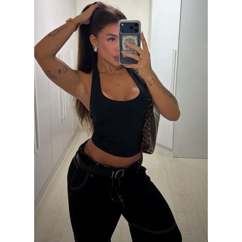Cropped Laila efeito silicone  Moda Verão Frente Única Alta Compressão e Sustentação
