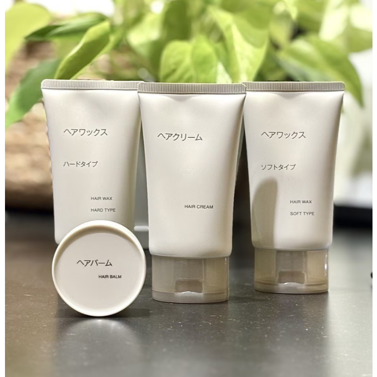 MUJI Hair Cream | Balm | Wax Soft & Hard Natural Styling Hydrating Glossy Finish Strong Hold Damaged Care Set from Japan