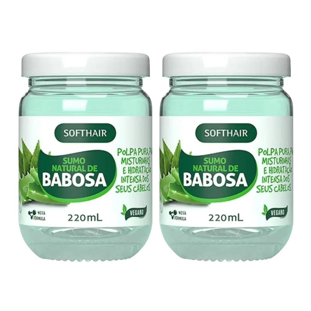 Kit 2 Babosa para o Cabelo Hidratação Sumo Natural Polpa Anti Queda 220ml Soft Hair