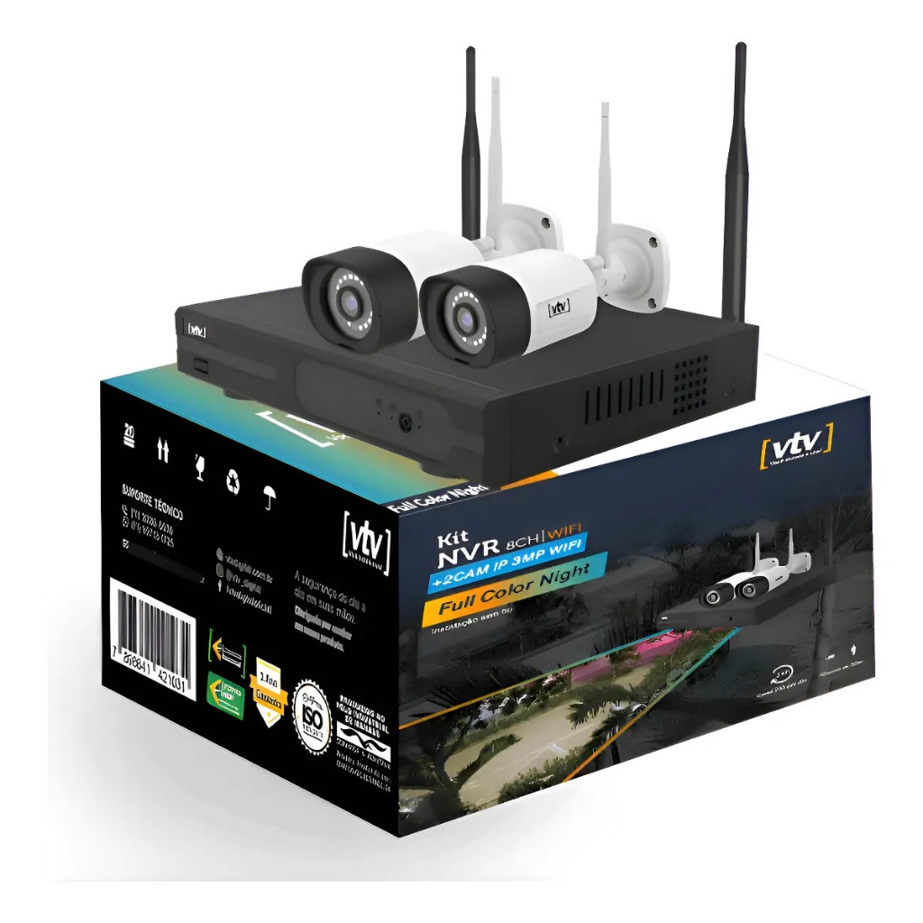 Kit Câmeras De Segurança Wi-fi Digital 3mp C/ Nvr 8 Canais