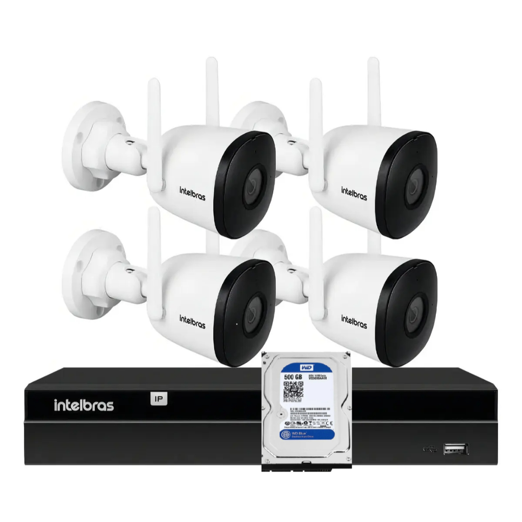 Kit 4 Câmeras Wifi Im5 1080p Nvr 4 Canais Intelbras