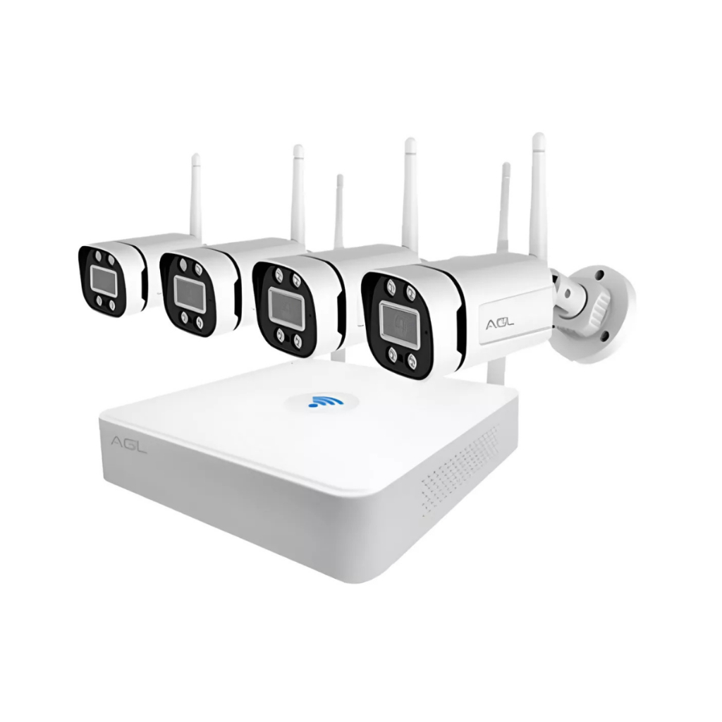 Kit Nvr + 4 Câmeras Ip Full Hd Wi-fi 1080p Sem Fio Agl