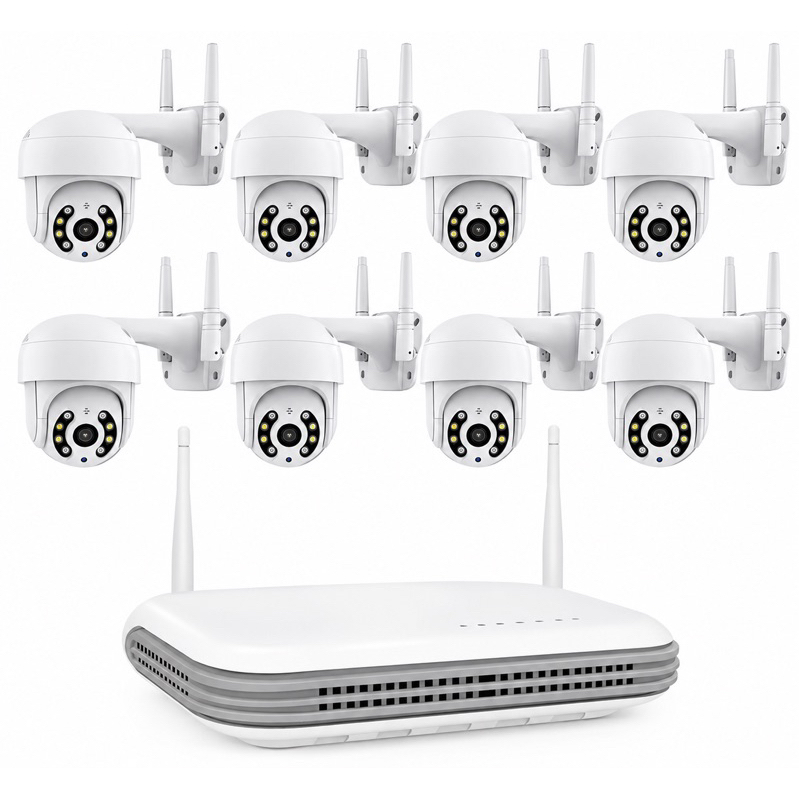 Kit 8 Câmeras Com Nvr Wi-Fi Sem Fio Entrada Para HD
