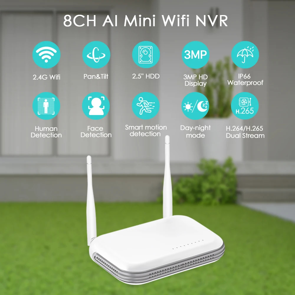 NVR ONVIF Gravador de Vídeo Wi-Fi (IP) para Câmeras
