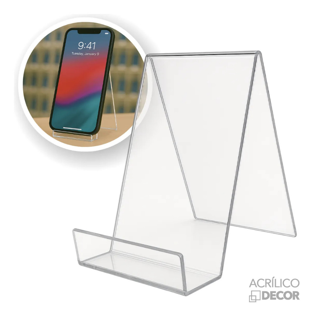 Expositor de Celular (KIT 10-20 UN)  Suporte de Mesa/Vitrine em Acrílico, Display Porta Celulares