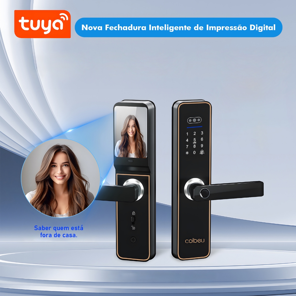 COIBEU TUYA bloqueio de impressão digital inteligente olho de gato porta visual semi-automática