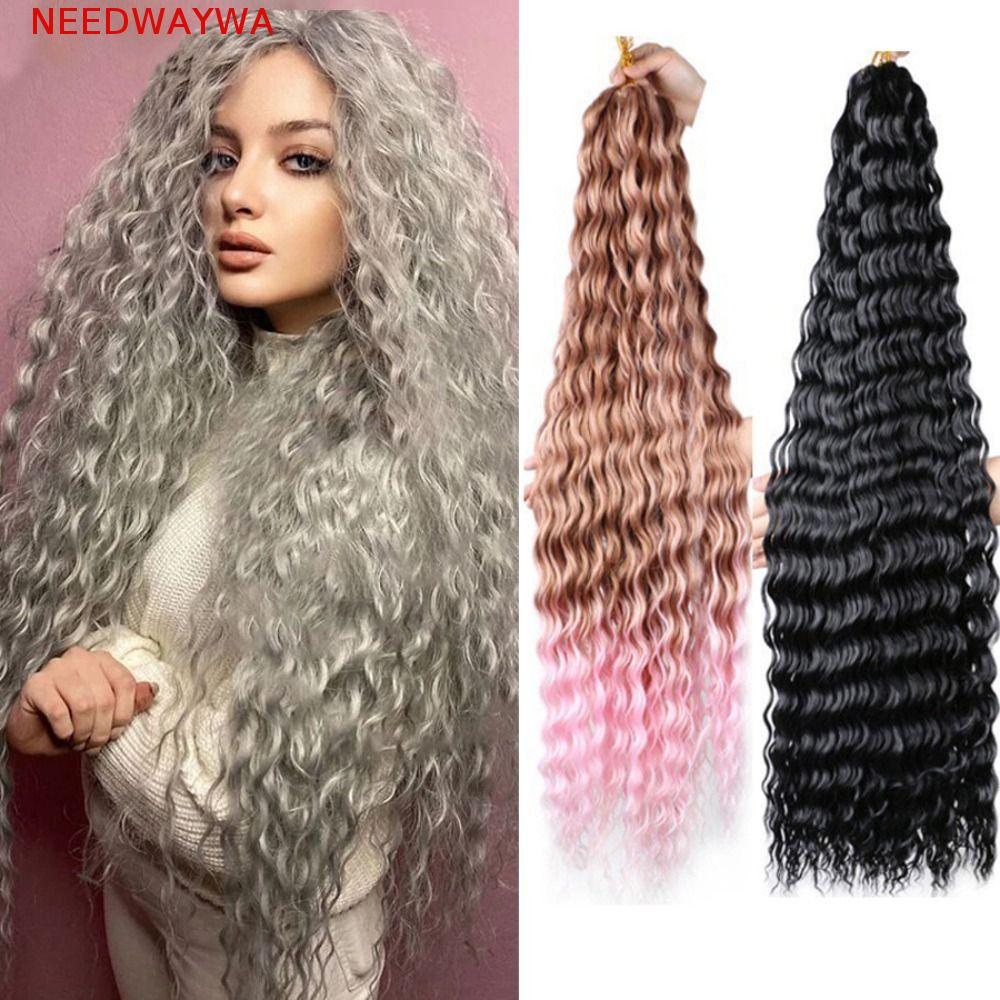 NEEDWAYWA Cabelo De Crochê Com Torção Profunda , Sintético Ombre Ondulado De Água , Cachos Afro