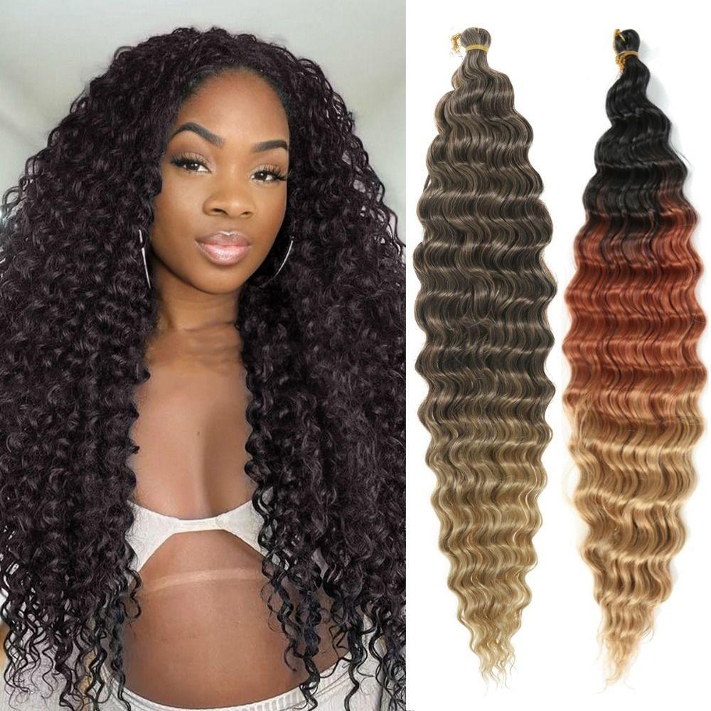 Cabelo De Crochê Torcido , Extensão De Trança De Onda Profunda Encaracolado Afro , Sintética Freetress
