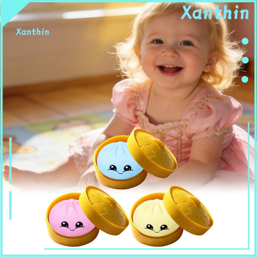 Stress Relief Steamed Bun Toy Smiling Ball Cute Dumpling Squeeze Soft Anti-anxiety Fidget for Kids Adults Fun for Relaxa