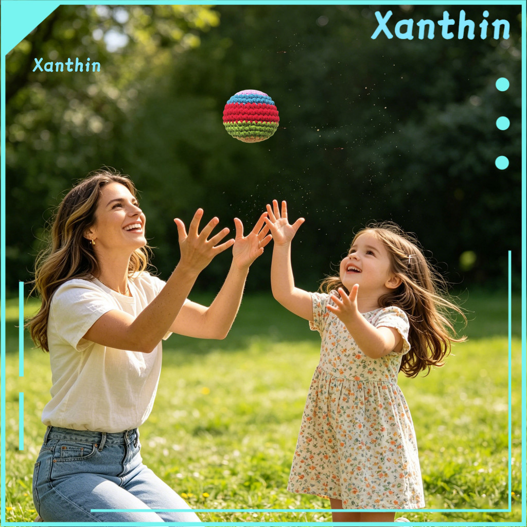 Footbags Kids Footbag Toy Hand Knitted Colorful Juggling Balls Set – Soft Cotton Filled for Adults Crochet Stress Reli