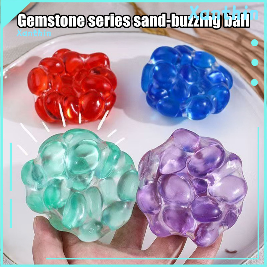 Bead Filled Stress Ball Relaxation Squeeze 4 Pcs Balls Anxiety Relief Fidget Toys Soft Tpr for Travel Kids Adults Portab