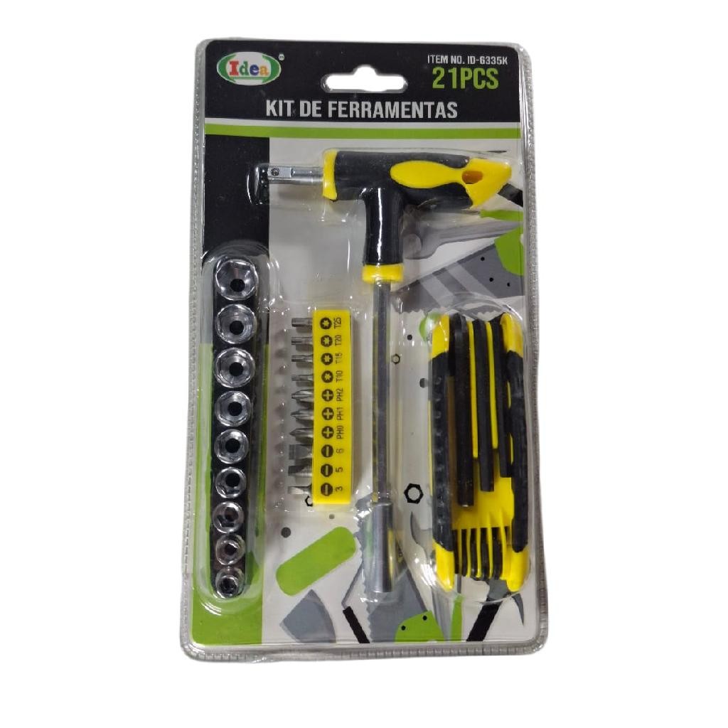 Kit Ferramentas 21 Peças Jogo Tools Caixa Chaves Fenda Torx Philips Chave T Sextavado Soquetes Aço