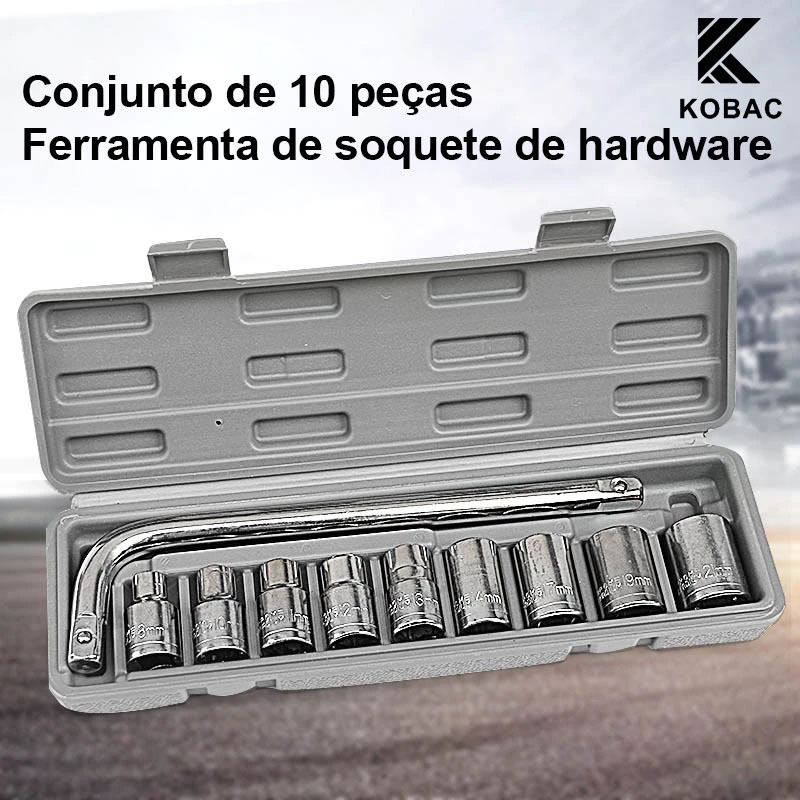 Conjunto de ferramentas KIT10, incluindo 10 chaves de soquete tipo L e caixa