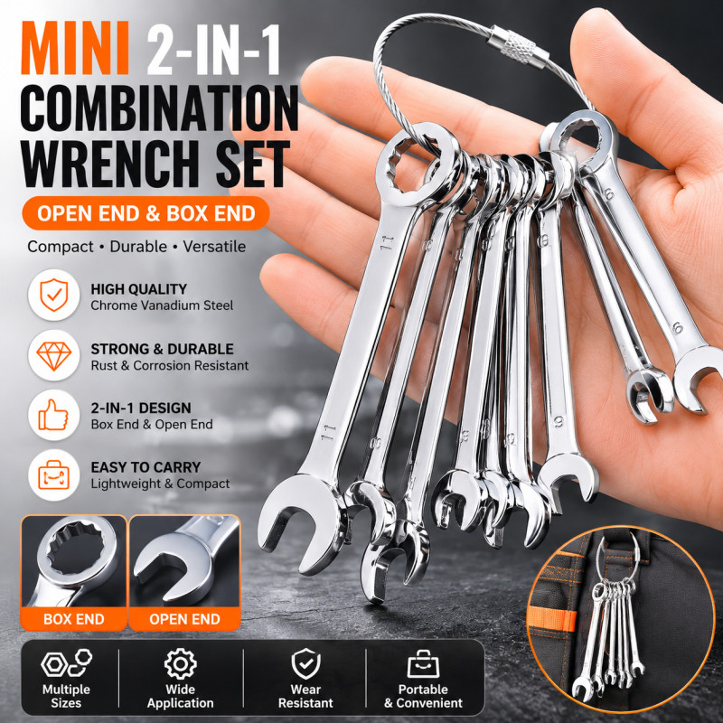 Mini Combinação Chave Conjunto Portátil Pequeno Double Sided Open End Box Spanner para Pocket Carry Reparo