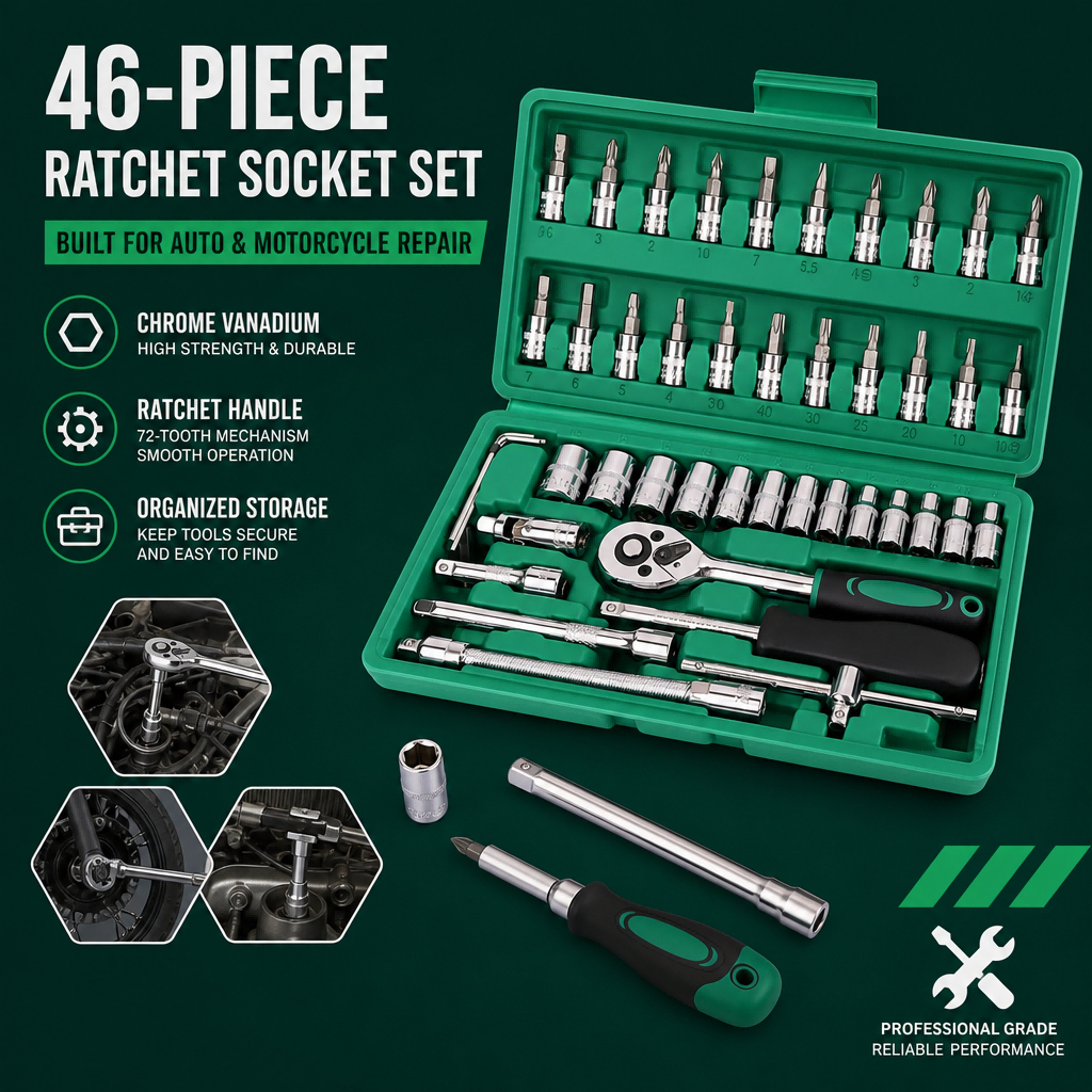 46 Kit Duradouro Não Raia Facilmente Caixa Verde De Ferramentas   ​