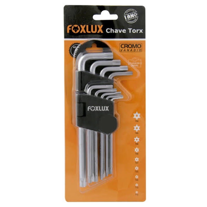 CHAVE TORX LONGA 9 PEÇAS FOXLUX AÇO CROMO VANÁDIO ORIGINAL NOVO NA CAIXA A PRONTA ENTREGA