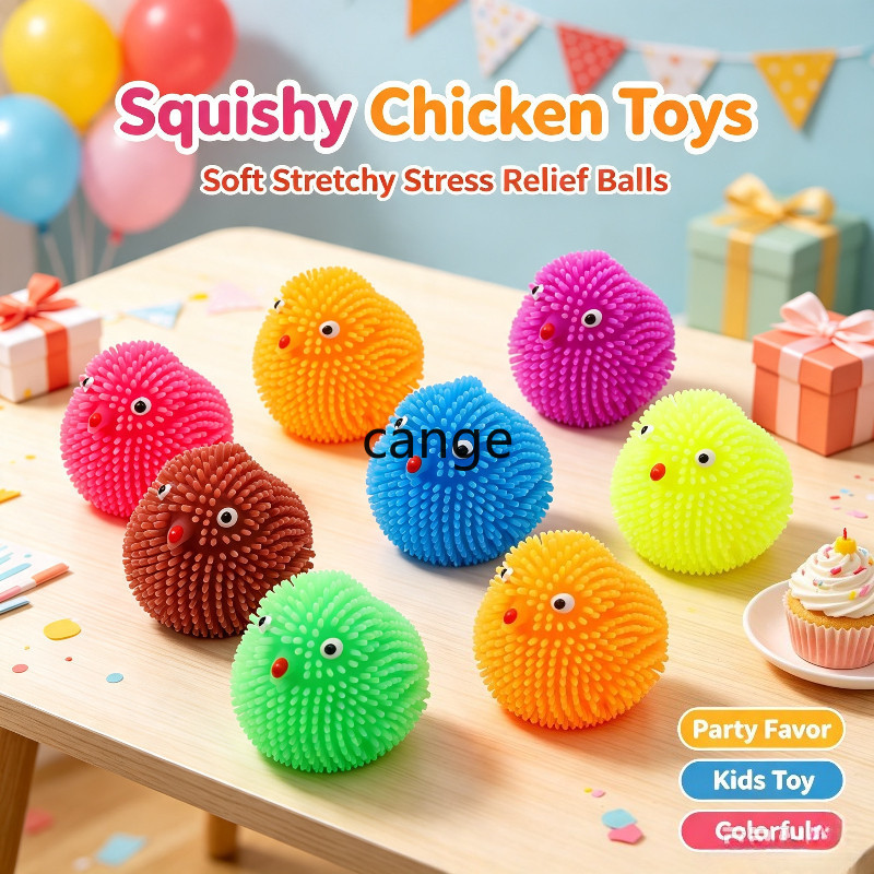 Fofo Frango Puffer Brinquedo Mole Colorido Espetado Squeeze Crianças Alívio Do Estresse Festa Brincadeira