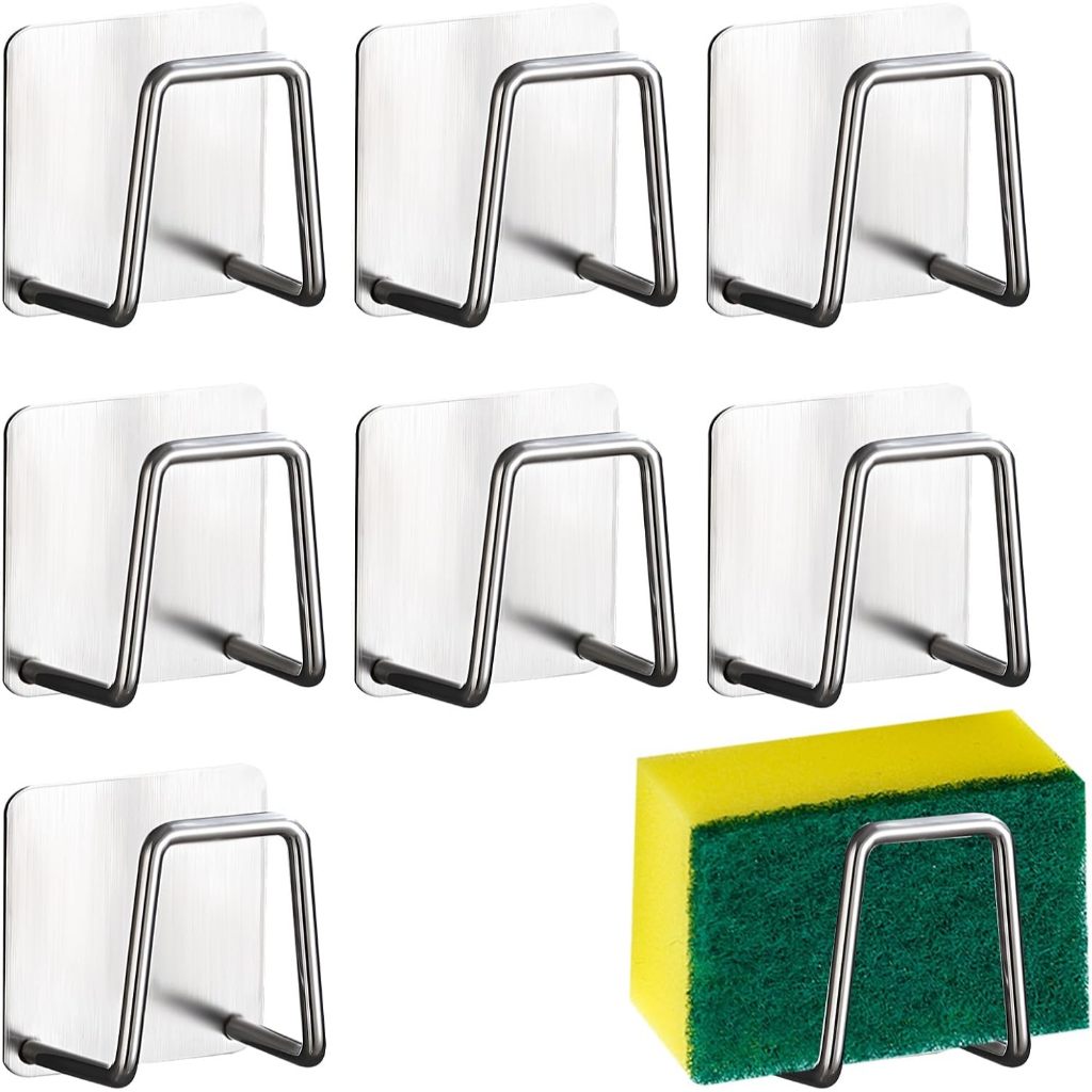 Suporte Para Esponja De Cozinha Aço Inoxidável Adesivo Sem Furos, A Prova D'água Antiferrugem, Cor Prata