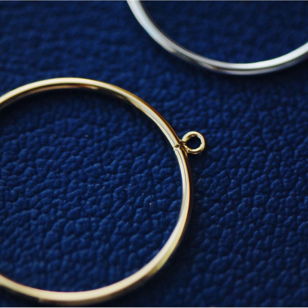 [DSz] Ouro Prata Retenção de Cor Galvanoplastia Grosso Grande Pingente de Argola com Furo para Pendurar 30/45mm Brincos