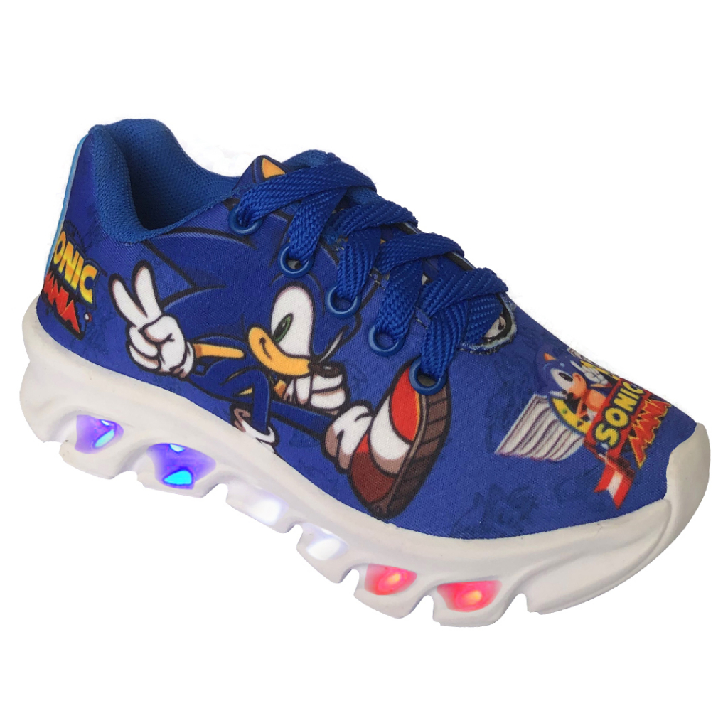 Tênis Casual Led Infantil Masculino Sonic Luzes