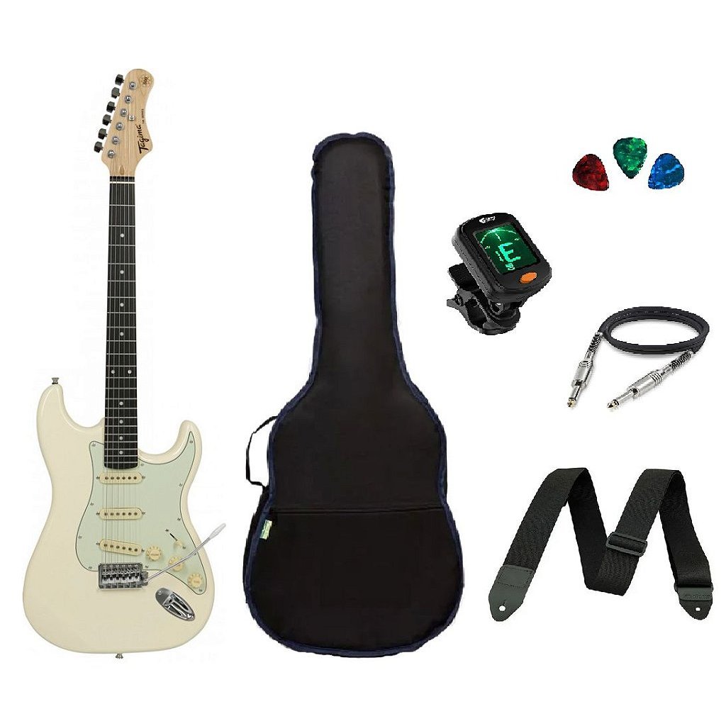 Kit Guitarra Tagima TG500 Strato Branca
