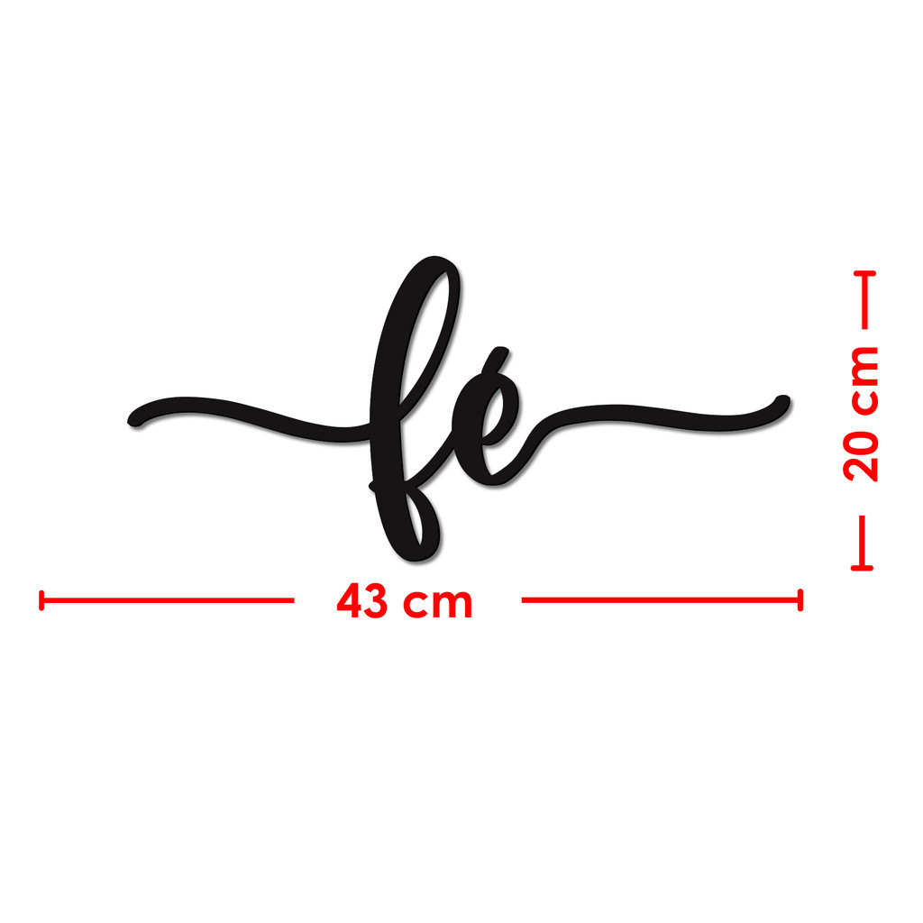 Fé Lettering  43x20cm - Quadro em madeira MDF - Apliques de Parede - Decoração para Quarto e Casa