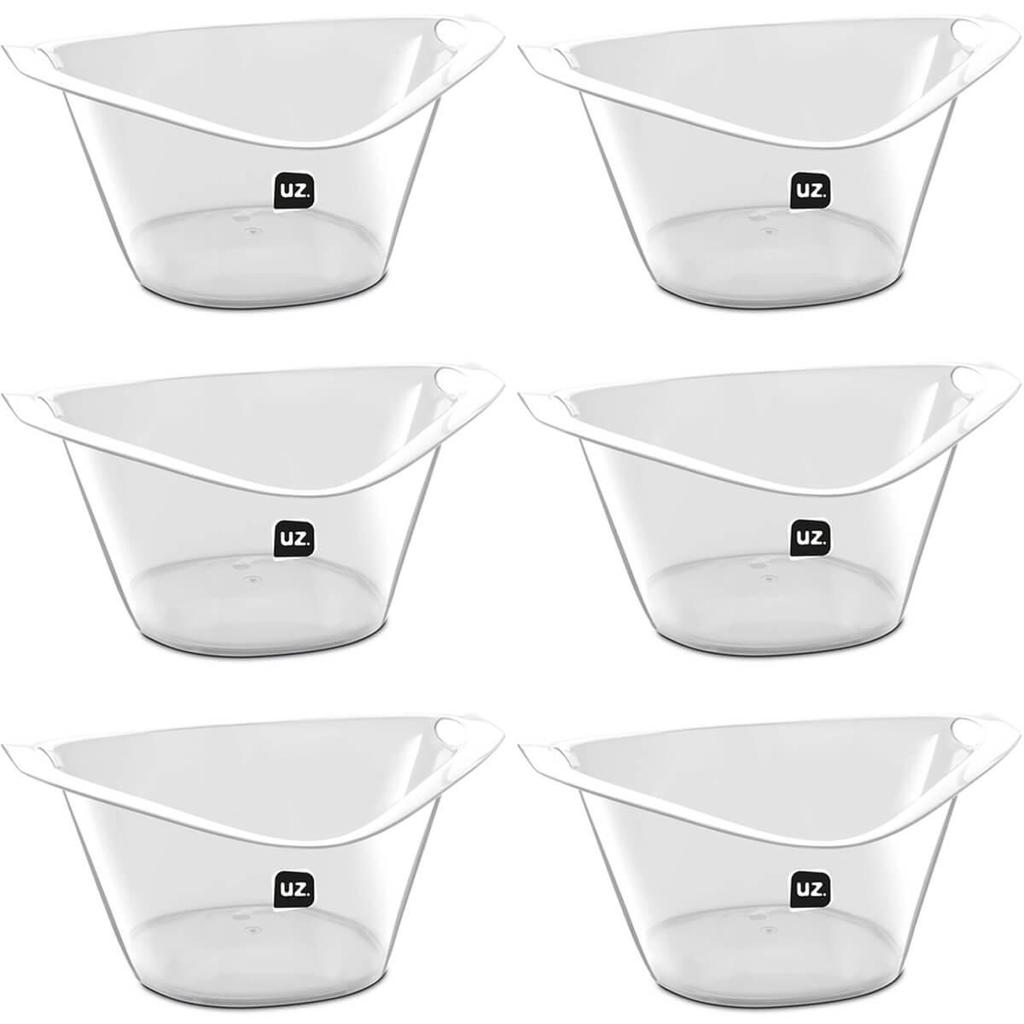 Kit 6 Baldes de Gelo Champanheira 8L Transparente 43x20cm Restaurante Hotel Bar Cerveja Vinho