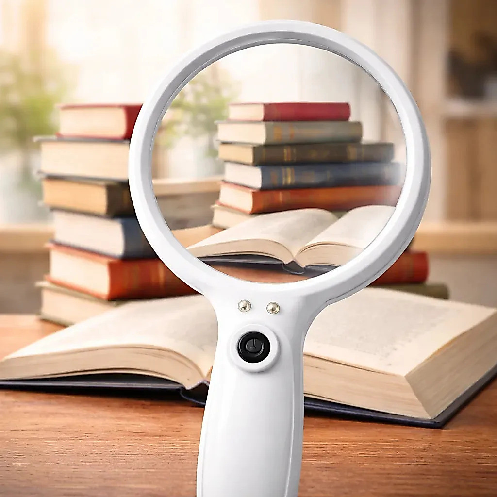 Lupa De Mão Com Luz De Led Para Leitura Ou Inspeção 75mm Ou 90mm Maior Visualização