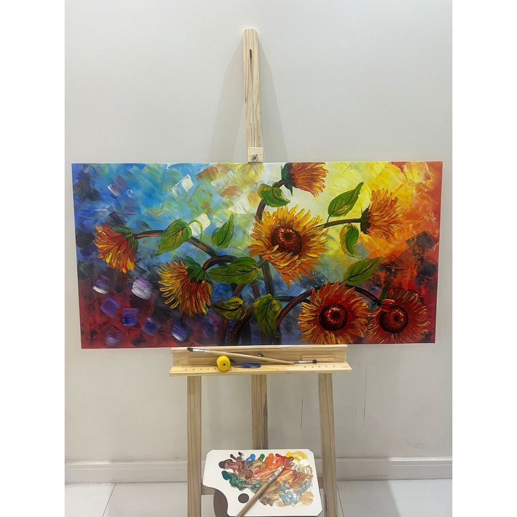 Quadro Decorativo 52x103cm | Pintura Óleo Original Feita à Mão | Arte Moderna para Sala Quarto Escritório | Presente Sof