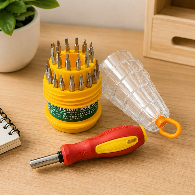 Kit Jogo Chaves Precisão 31 em 1 Fenda Phillips Torx Allen Reparo Eletrônicos com Estojo