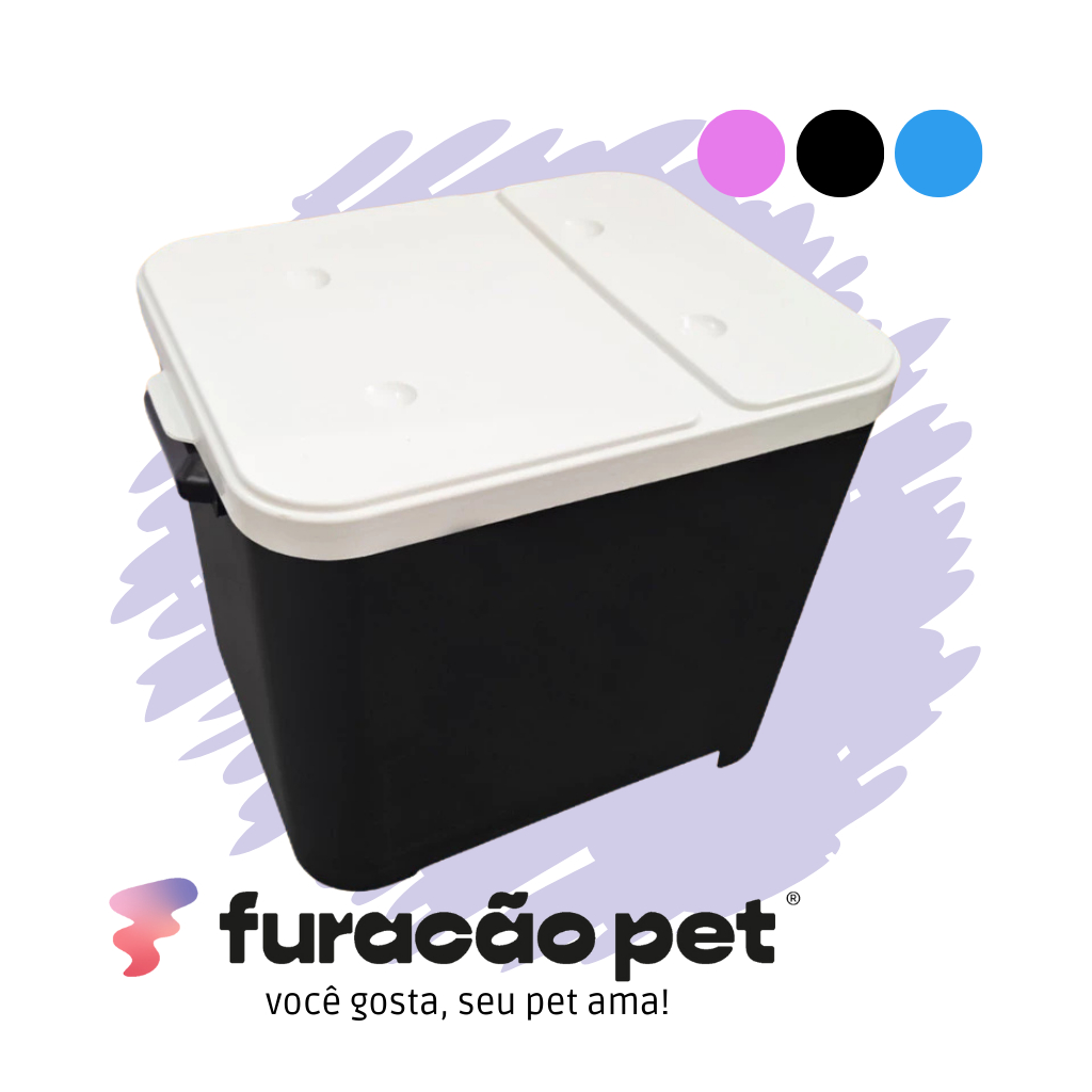 Container Porta Ração Canister 15kg Caixa Organizadora Furacão Pet Tampa Protege Conserva Alimentos