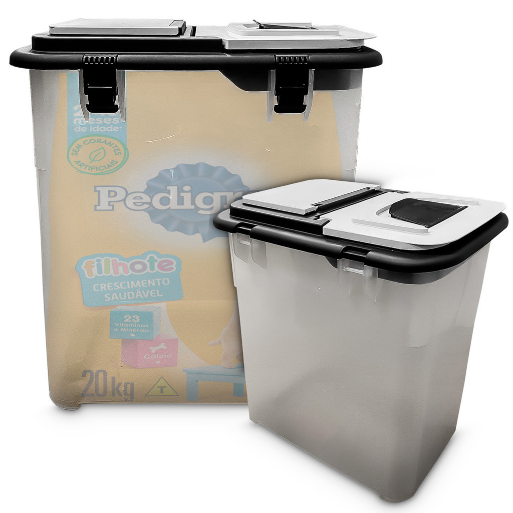 Porta Ração Grande Container Dispenser MecBox 35 Litros - Mec Pet - Leitoso
