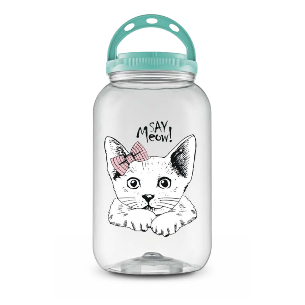 Pote Porta Ração Armazenador 3,6L Gato Baby Cat Porta Guarda Ração Com Alça Pet Com Tampa Portátil