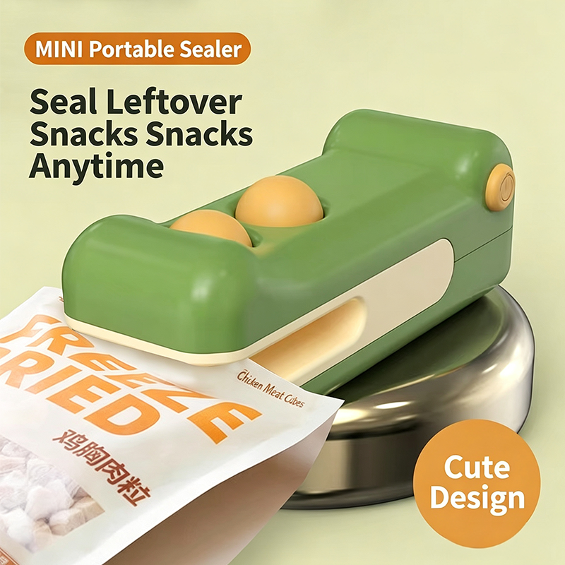 Seladora portátil de lanches, mini seladora de pressão manual para uso doméstico, carregamento USB, seladora de sacolas