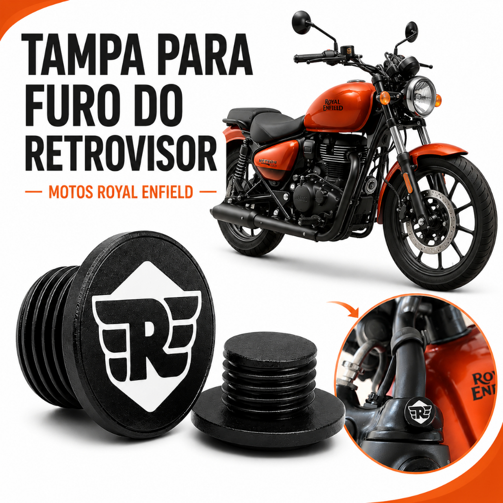 Royal Enfield Meteor Tampa furo retrovisor Par Shotgun Super Meteor 650cc, Hunter, Interceptor, Classic 350, Meteor