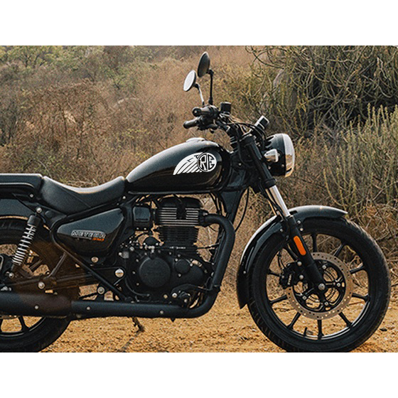 Adesivo vinyl premiun moto Royal enfield asas LADO dir. e esq. par meteor, classic