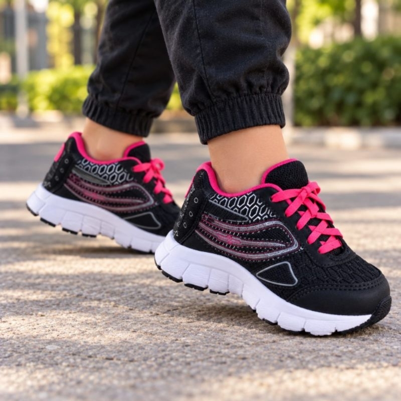 Tênis infantil rosa e preto Loock Baby Sneeks - menina