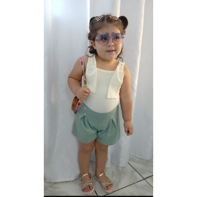 conjunto infantil canelado menina vaidosa angerô loock estiloso e ideal para passeio