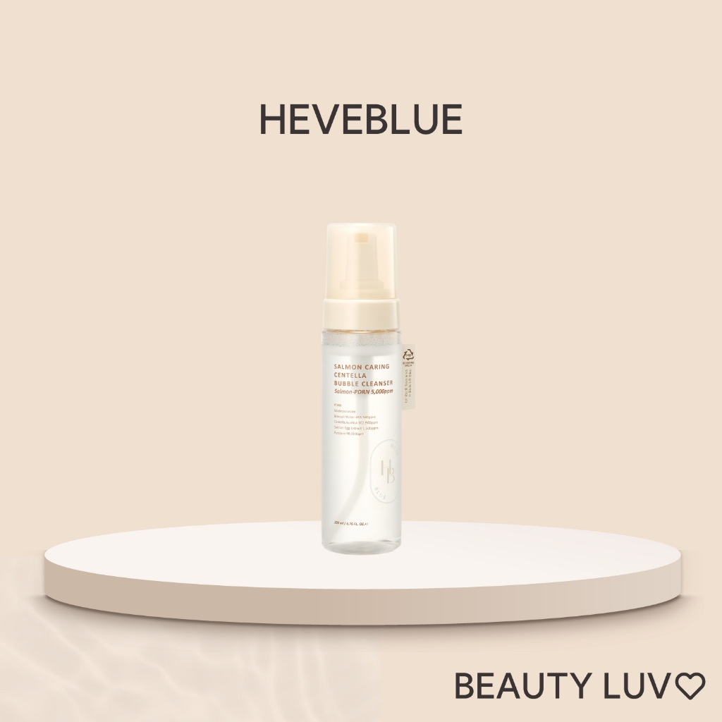 [HEVEBLUE] Salmon Caring Centella Bubble Cleanser 200ml / Salmon PDRN, Água de Brócolis, pH 5.5, Pele Sensível