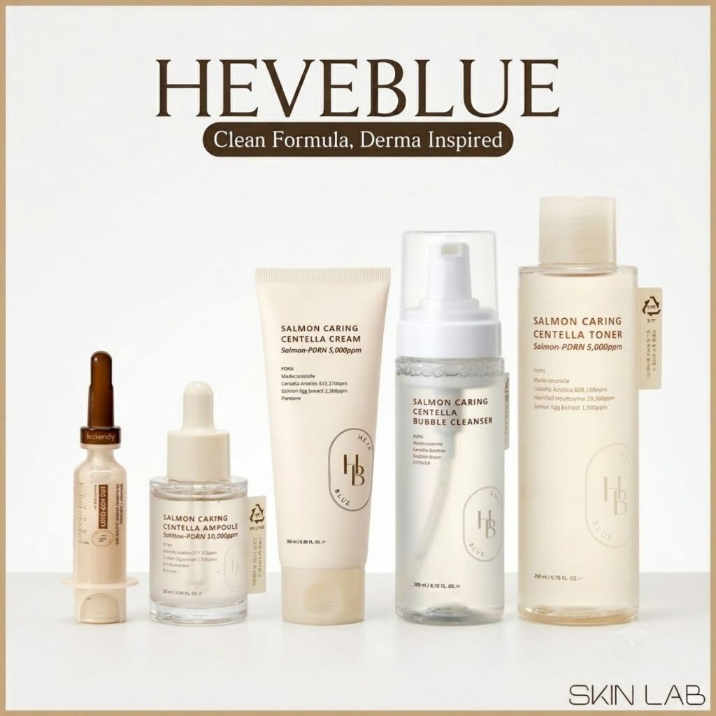 [HEVEBLUE] Coleção Salmon Caring Centella | Salmon PDRN, EFFIPULP®, Baixa Irritação para Pele Sensível
