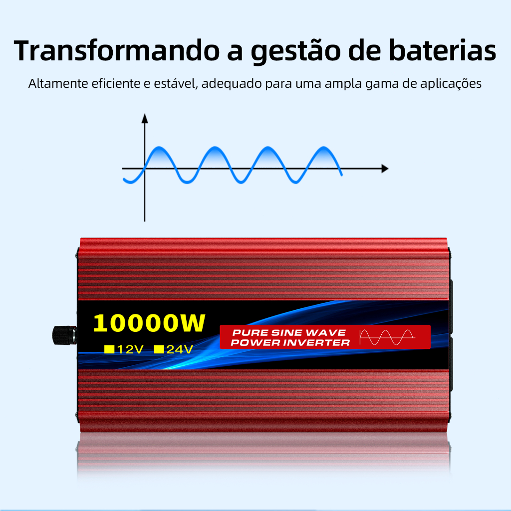 Inversor de onda pura 10000W, 12V/24V pra 110V/220V. Serve pra motorhome, geladeira, solda e vários outros usos.