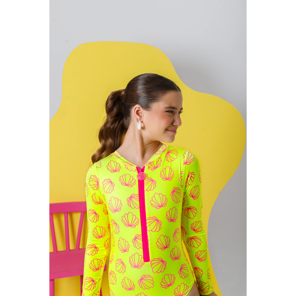 MAIÔ ZIPER Amarelo Neon Concha Pink